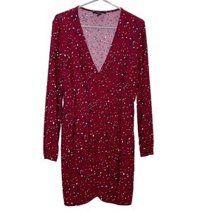 FOREVER 21 red V neck long sleeve dress. Size L